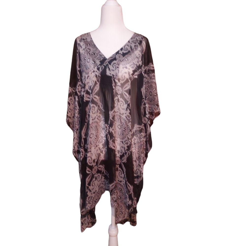 Red Carter OS Kimono Blouse Top Cover Up Sheer Oversized Comfy Dressy Re…